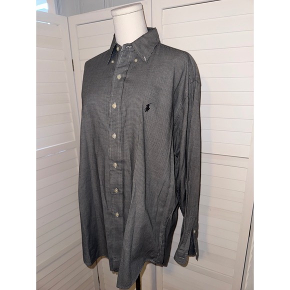 Ralph Lauren Golf Blake Button Down Shirt Mens Medium Black White Checkered - Picture 4 of 6